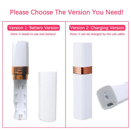Compact dry battery lipstick shaving machine for women's grooming with sleek white design and small circular head
