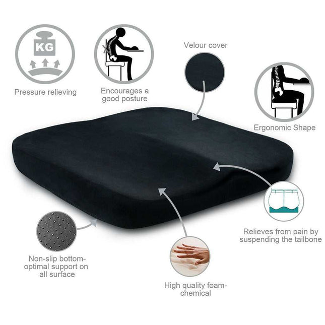 Memory foam seat cushion with slow rebound and velvet cover on office chair
