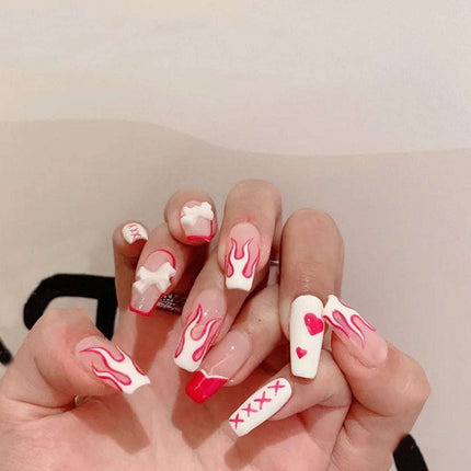 Flame Bow Removable Nail Finished Patch