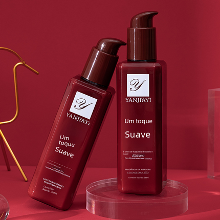 Bottle of non-rinse hair essence for smooth, hydrated, and frizz-free hair care