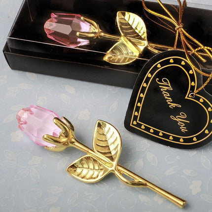 Valentine's Day crystal metal rose decoration with sparkling petals and metallic branches