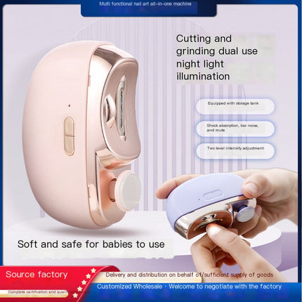 Electric nail grinder for kids in white, pink, and purple with compact design and Type-C charging