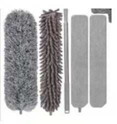 Extendable chicken feather duster with telescopic handle for dust cleaning and removal