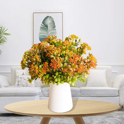 7-prong Faux Milan Fruit artificial desktop plant arrangement with vibrant colors for home or office decor
