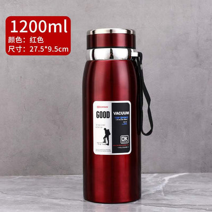 Stainless steel insulated tea cup 1000ml with vacuum insulation and leak-proof lid for outdoor use