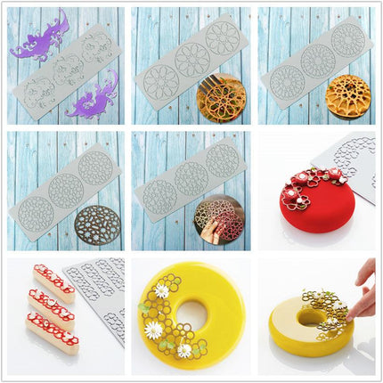 Heart Leaf Lace silicone cake decoration mold with intricate lace and heart-shaped leaf patterns in grey silicone