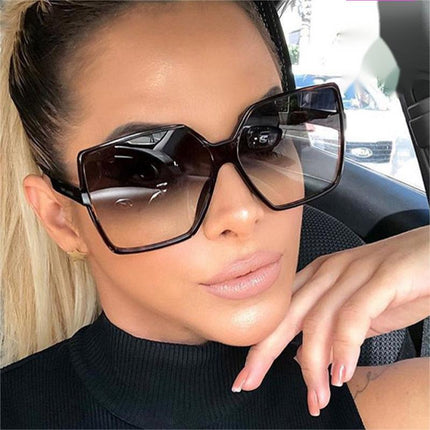 Oversized Black Square Sunglasses for Women with Mirror