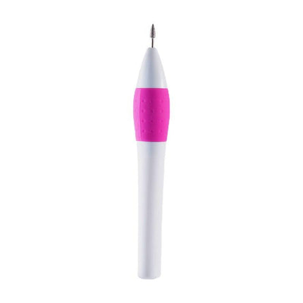 Electric nail polisher with multiple sanding heads, ergonomic grip, and LED indicator light on a white background