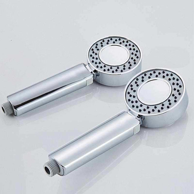 Silver dual-sided spray shower head with massage and detachable features for water-saving and easy installation
