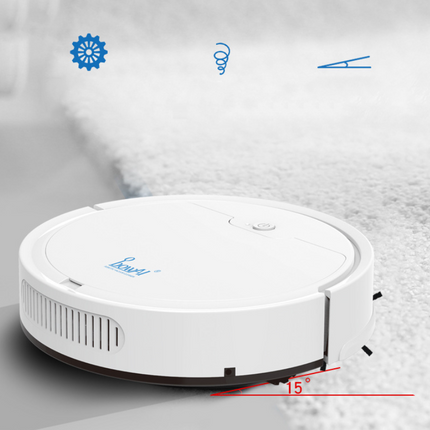 Smart Sweeping Robot vacuum cleaner with LIDAR navigation and WiFi app control on hardwood floor