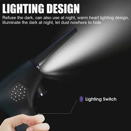 Cordless Electric Air Duster with 15000mAh rechargeable battery and Type-C charging port for efficient keyboard cleaning