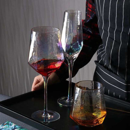 Wholesale Nordic Vintage Hammered Glass Wine Goblet