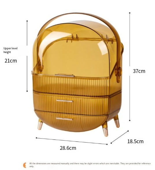 Large Capacity Dustproof Transparent Cosmetic Organizer Box for Desktop