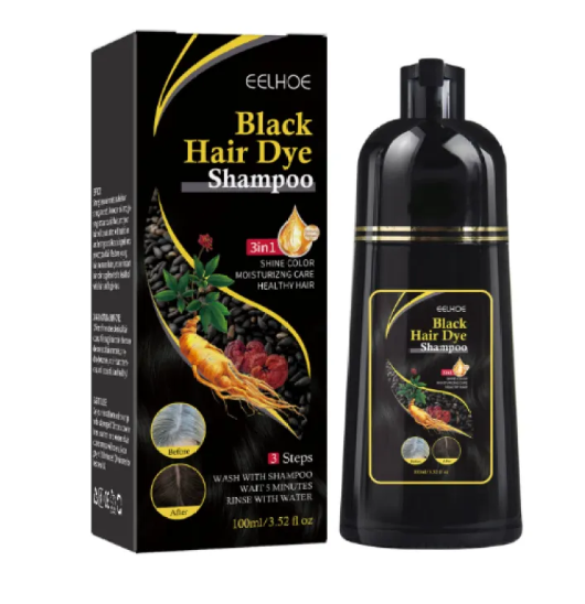 Hair Dye Shampoo bottle with rich vibrant color and nourishing ingredients for easy at-home hair coloring and cleansing