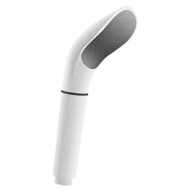 High-pressure detachable showerhead with built-in water filter and ergonomic hand-held design installed on a shower hose