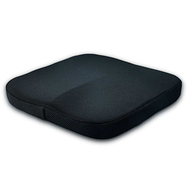 memory foam seat cushion with velvet cover on white background showing slow rebound support and ergonomic design