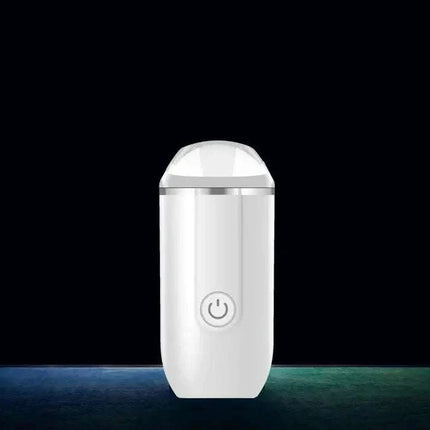 White electric mini shaver with floating cutter head and USB charging, compact and waterproof design for travel and wet or dry use