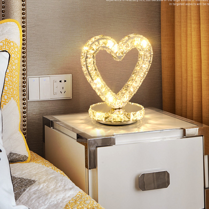 Modern stainless steel crystal table lamp with remote control and adjustable lighting modes