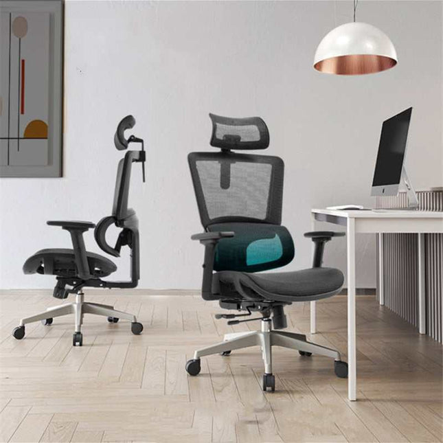 Ergonomic Long-Seated E-Sports Chair with breathable mesh, adjustable cushions, and multifunctional armrests for extended gaming comfort