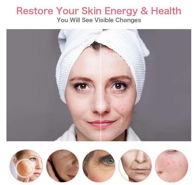 HailiCareEMS Microcurrent Facial Beauty Ion Device in pink, black, and white colors with compact design for skin rejuvenation and firming