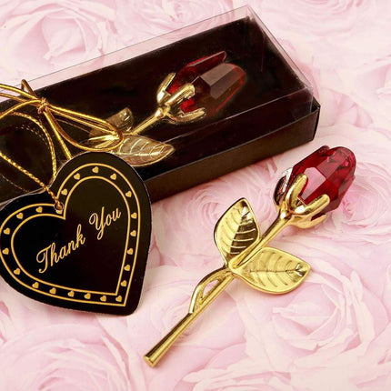 Valentine's Day crystal metal rose decoration with sparkling petals and metallic branches