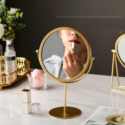 Nordic Portable Large Desktop Makeup Mirror with adjustable tilt and sleek design on a tabletop