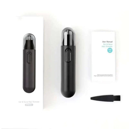 2-in-1 USB rechargeable nose and hair trimmer with stainless steel blades and washable body