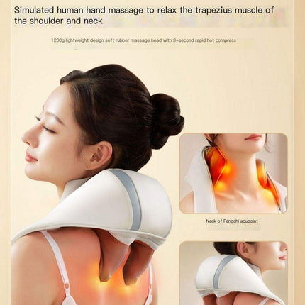 Electric shoulder and neck massager with wearable wireless design and adjustable intensity for pain relief