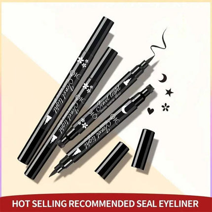 Eyeliner Stamp Wingliner waterproof smudge-proof gel pen set with heart-shaped stamp and dual-ended pencil