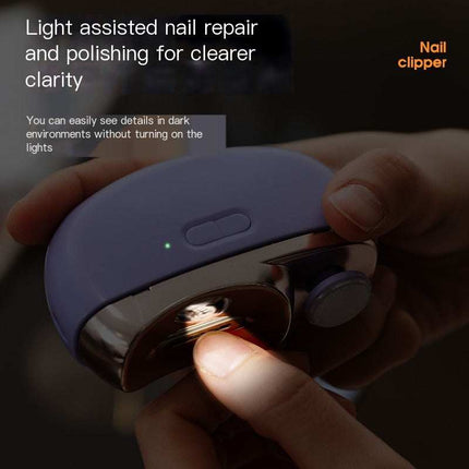 Compact electric nail grinder for kids in white, pink, and purple with silent operation and USB Type-C charging.