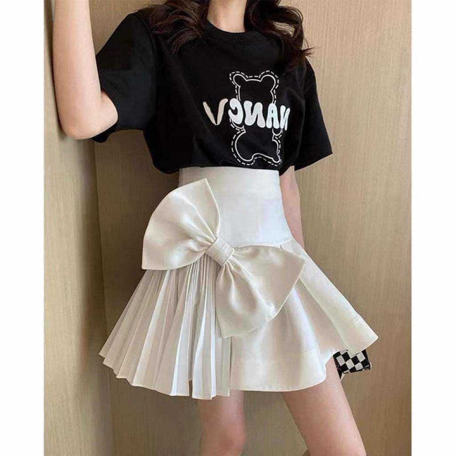 White high waist slimming short skirt made from anti-glare cotton fabric