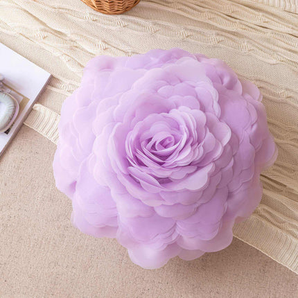 Princess-style 3D gauze flower pillow covers with sheer floral embroidery in soft pastel colors for elegant bedroom decor