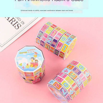 Cylindrical Six-Sided Math Cube for Kids Learning Toy