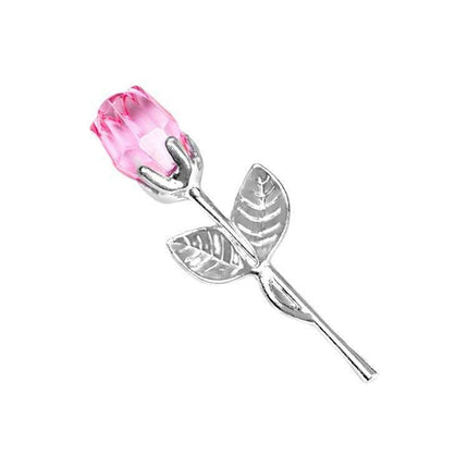 Valentine's Day crystal metal rose decoration with sparkling petals and metallic branches