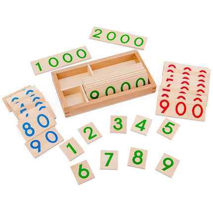 Montessori wooden number cards 1 to 9999 for kids' hands-on math learning