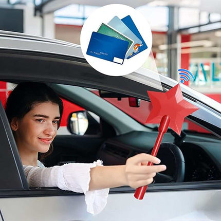 Star-shaped 3D printed Tap To Pay magic wand in vibrant colors with built-in NFC for contactless payments
