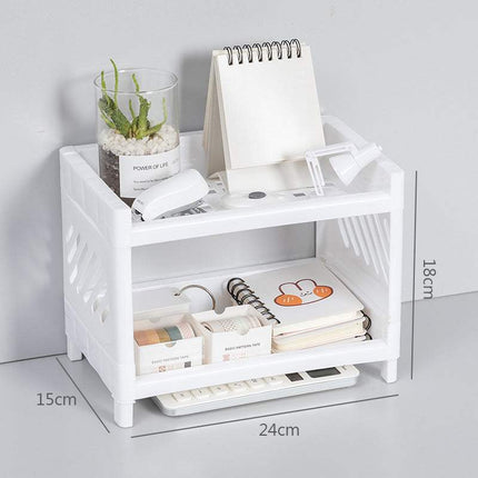 Double-layer Plastic Mini Storage Rack for Office & Dorm