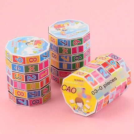 Cylindrical Six-Sided Math Cube for Kids Learning Toy