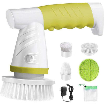 Portable wireless electric cleaning brush for home use in gray and green colors