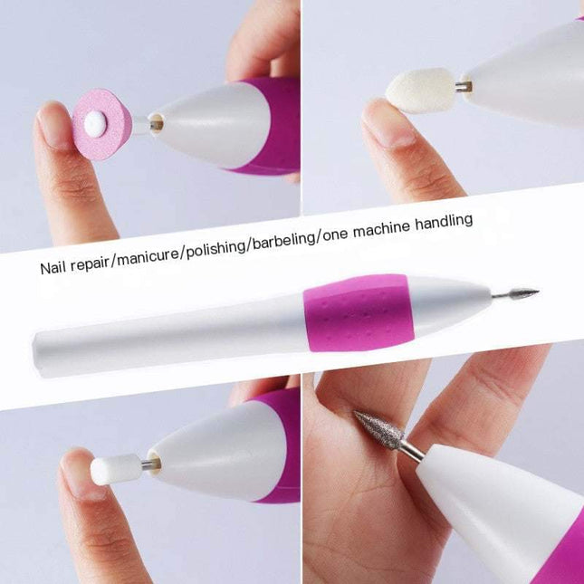Electric nail polisher with multiple sanding heads and ergonomic design for professional nail care