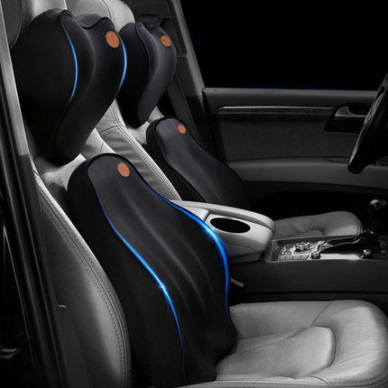 Memory Foam car cushion with lumbar support and adjustable neck pillow for ergonomic all-season driving comfort