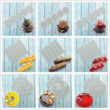 Heart Leaf Lace silicone mold for intricate fondant cake decoration with heart-shaped leaves and lace patterns