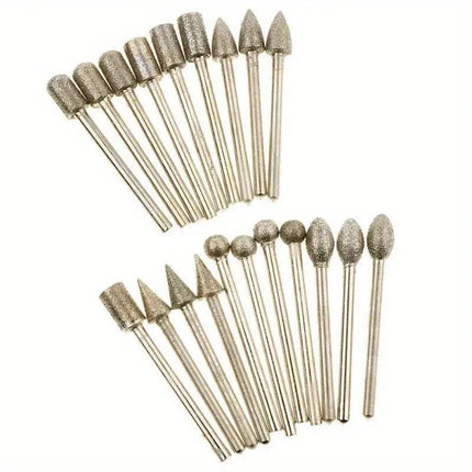 20PC Diamond Grinding Heads for Jade Carving and Sanding