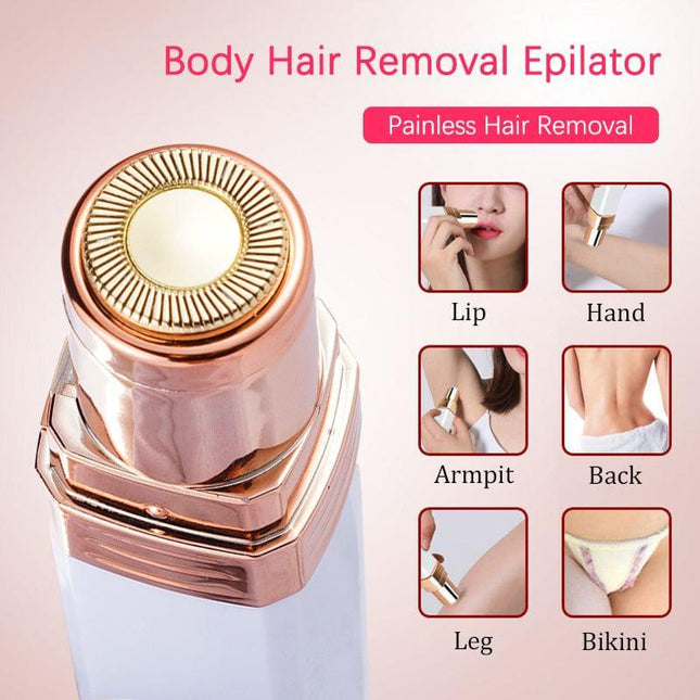 Compact white dry battery lipstick shaving machine for women with small circular shaving head and slide switch