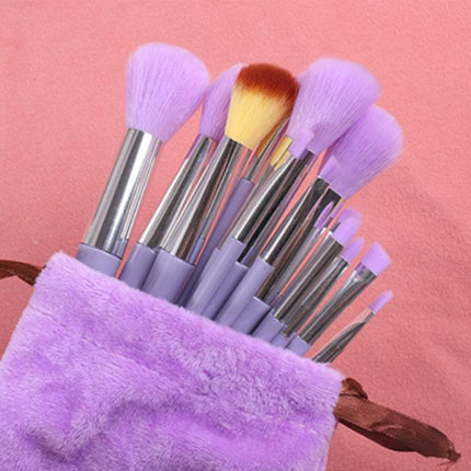 13pcs professional soft makeup brush set with colorful synthetic fibers and travel bag