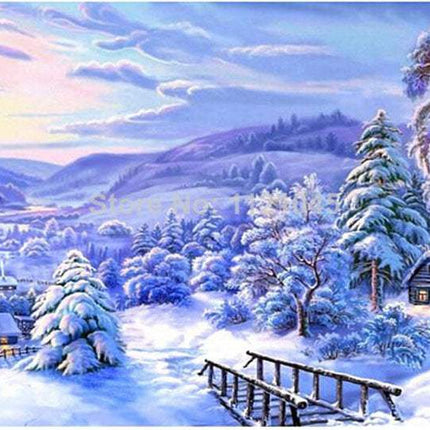 Snow Scene Diamond Landscape Painting featuring a vibrant snowy winter landscape for home decoration