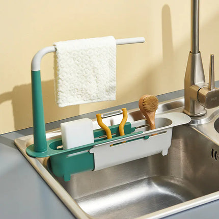 Retractable Sink Soap and Sponge Storage Rack