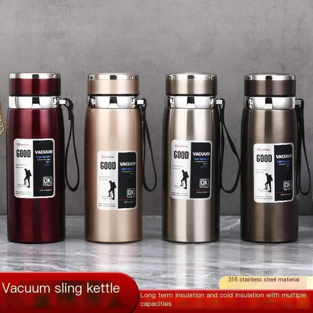 High-capacity 1000ml stainless steel insulated tea cup with vacuum insulation and leak-proof lid for outdoor use