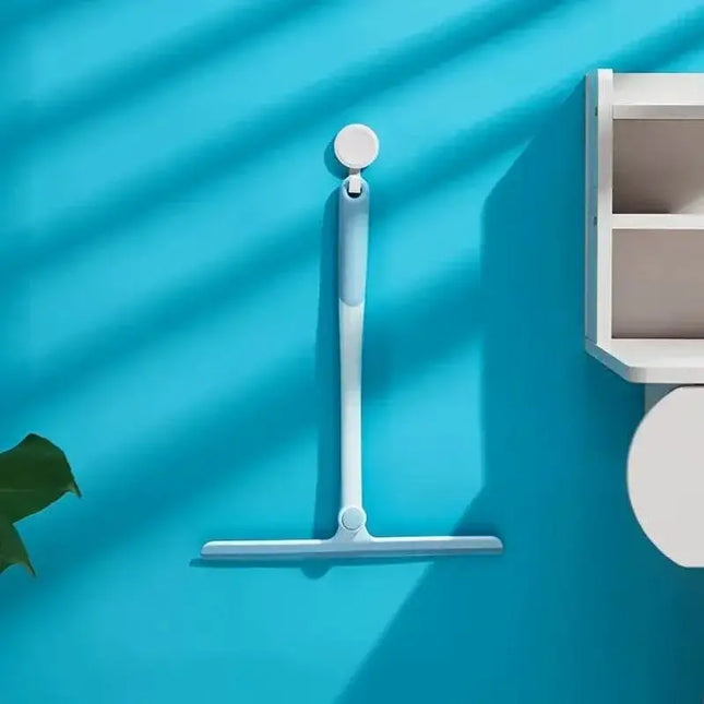 Long-handle shower squeegee with durable rubber blade for cleaning glass surfaces