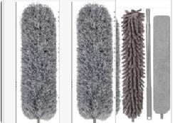 Extendable chicken feather duster with telescopic pole for electrostatic dust cleaning and removal